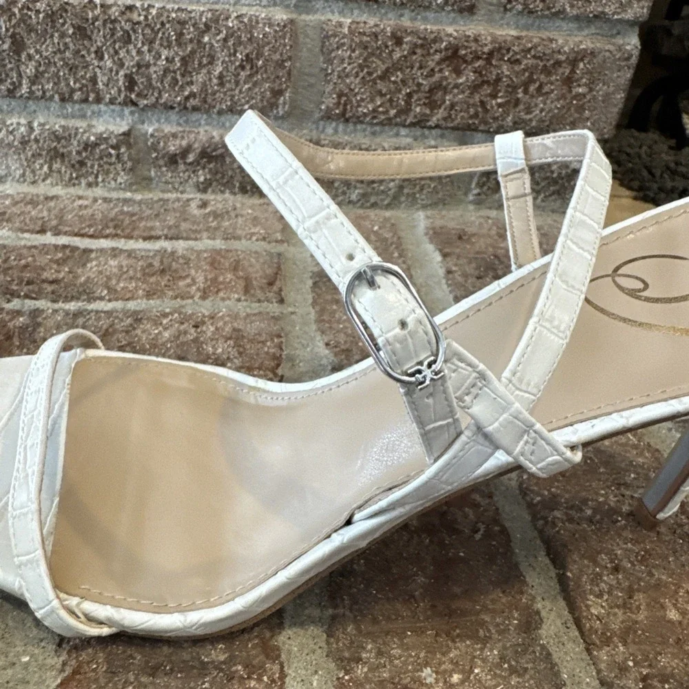 Sam Edelman Doran Strappy Sandal‎ Ivory Cream White Croc Women Size 11 #149